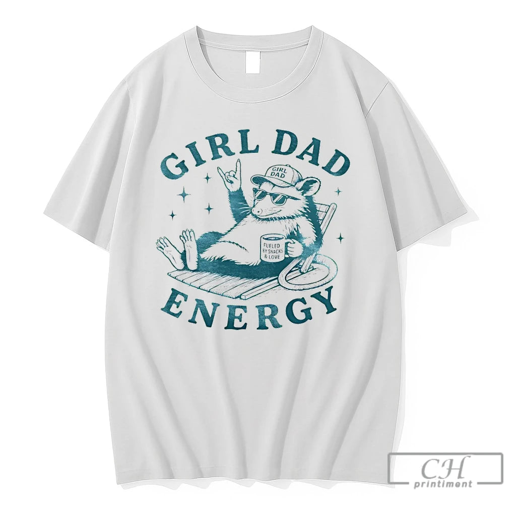 Premium Opossum Relaxing In Lounge Chair Wearing Cap And Sunglasses Girl Dad Energy T Shirts