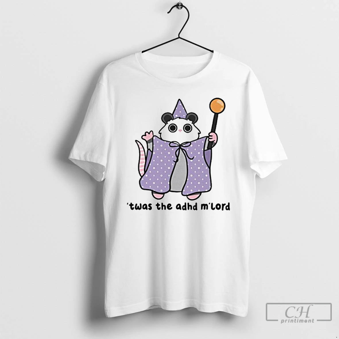 Premium Opossum Wizard Twas The Adhd Mlord Ornaments T-Shirts, Hoodie, Sweatshirt | DripVista.com