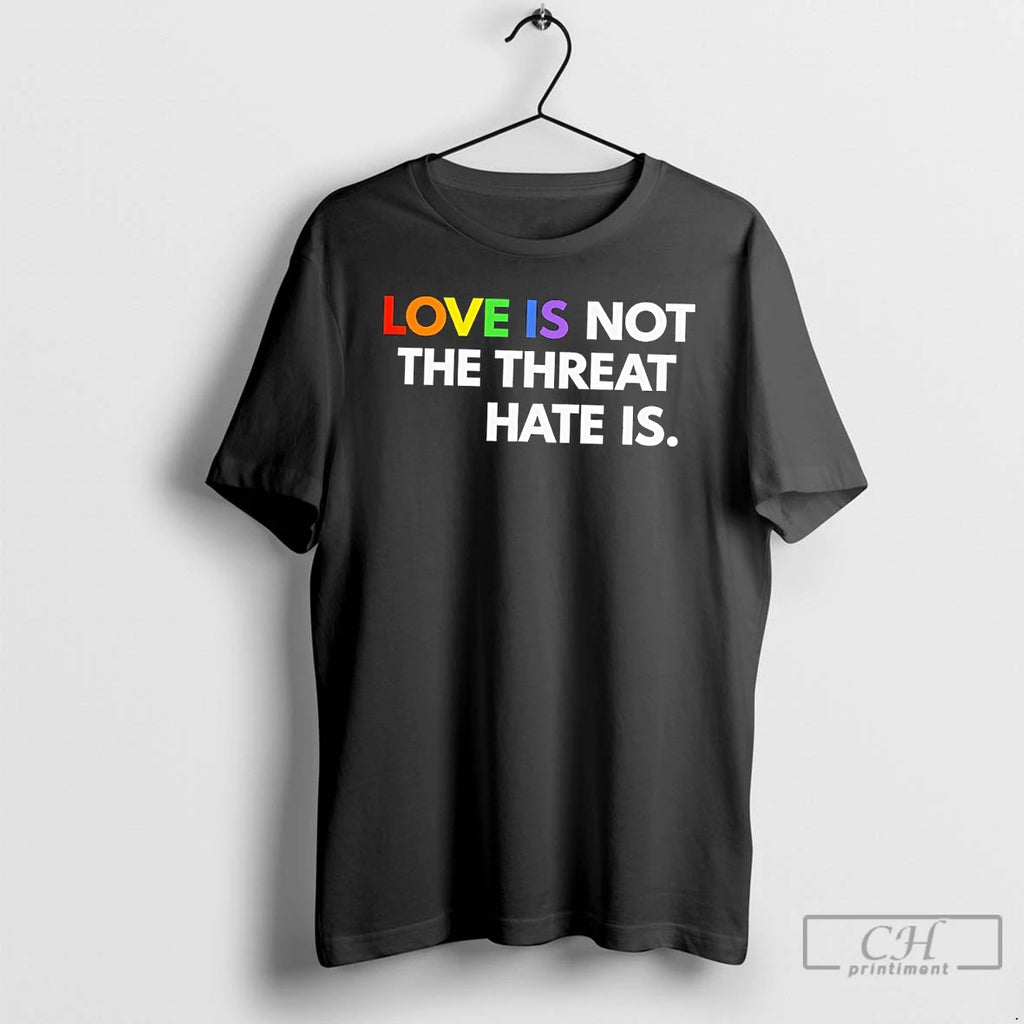 Premium Pride Love Is Not The Threat Hate Is Lgbt Pride Month 2026 T Shirts