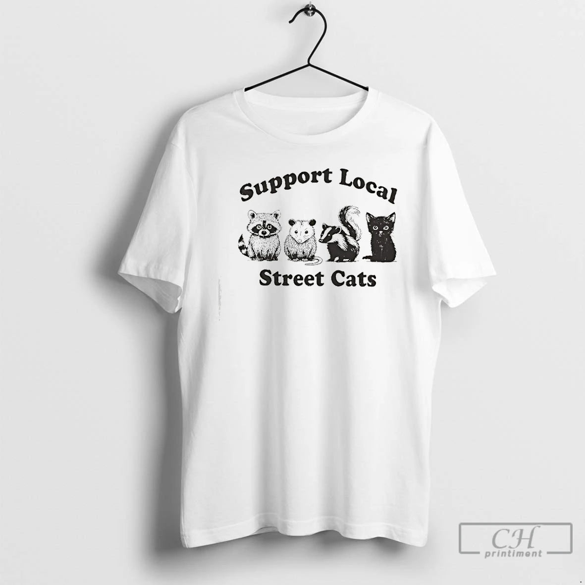 Premium Raccoon Opossum Skunk Black Cat Support Local Street Cats T-Shirts, Hoodie, Sweatshirt | DripVista.com