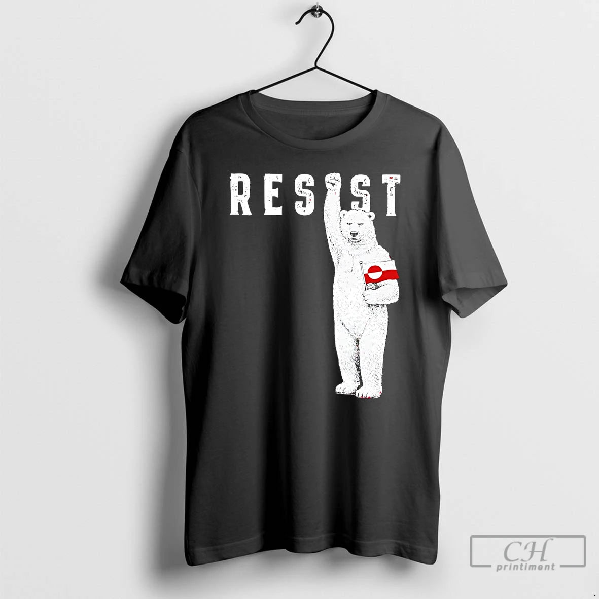 Premium Resist Polar Bear Greenland Flag Funny Political T-Shirts, Hoodie, Sweatshirt | DripVista.com
