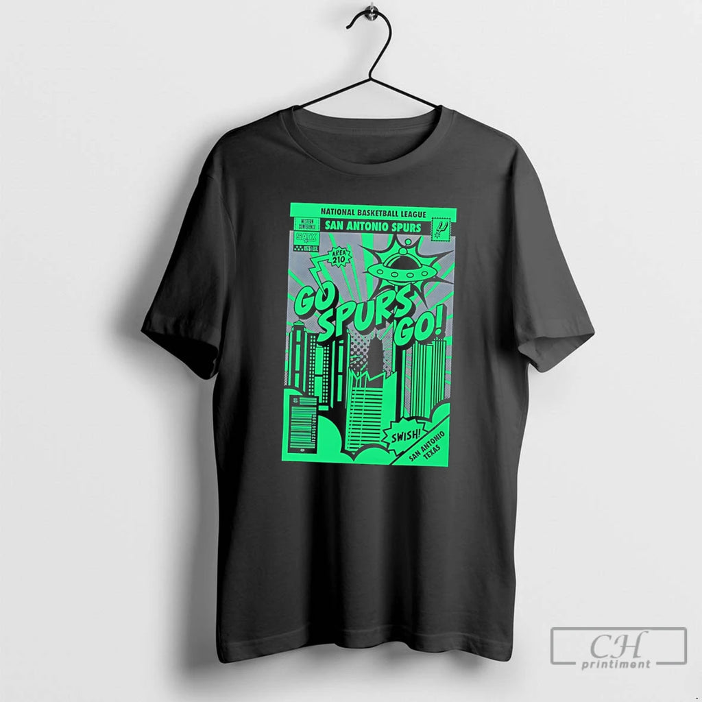 Premium San Antonio Spurs National Basketball League Go Spurs Go Comic Book Tee T Shirts