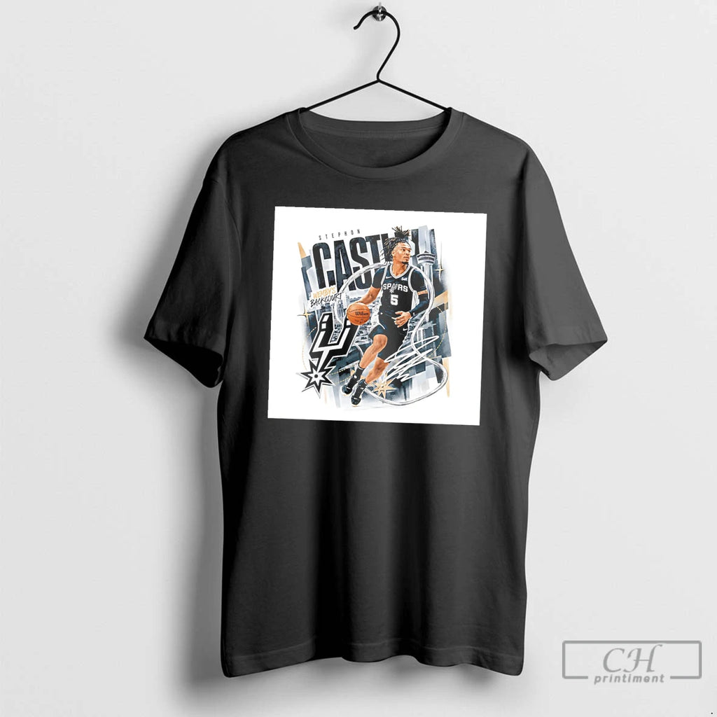 Premium San Antonio Spurs Stephon Castle Skyline Background Tee