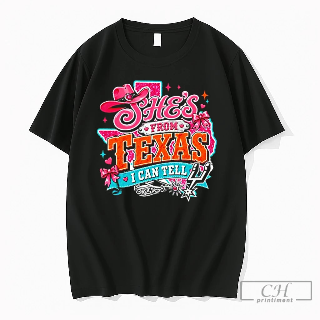 Premium San Antonio Spurs Texas Cowboy Hat Shes From Texas I Can Tell T Shirts