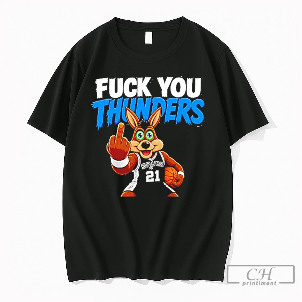 Premium San Antonio Spurs The Coyote Mascot Middle Finger Fuck You Thunders T Shirts Sweater