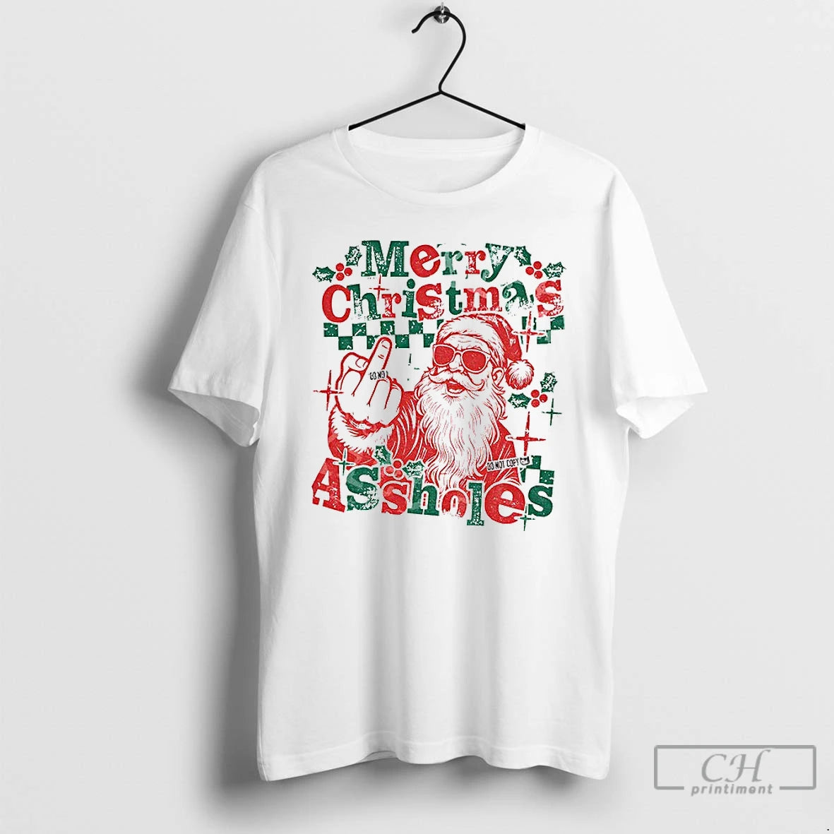 Premium Santa Claus Middle Finger Assholes Merry Christmas T-Shirts, Hoodie, Sweatshirt | DripVista.com