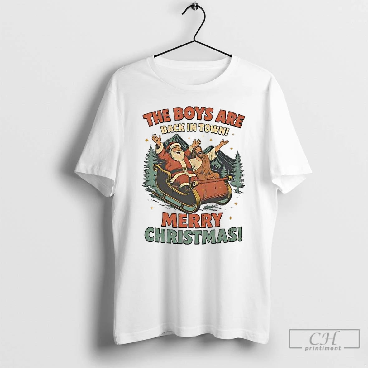 Premium Santa Jesus The Boys Are Back In Town Christmas T-Shirts, Hoodie, Sweatshirt | DripVista.com