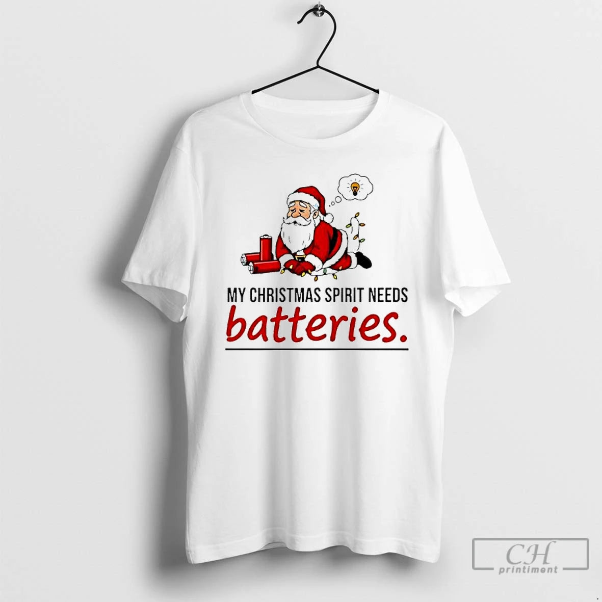 Premium Santa My Christmas Spirit Needs Batteries T-Shirts, Hoodie, Sweatshirt | DripVista.com