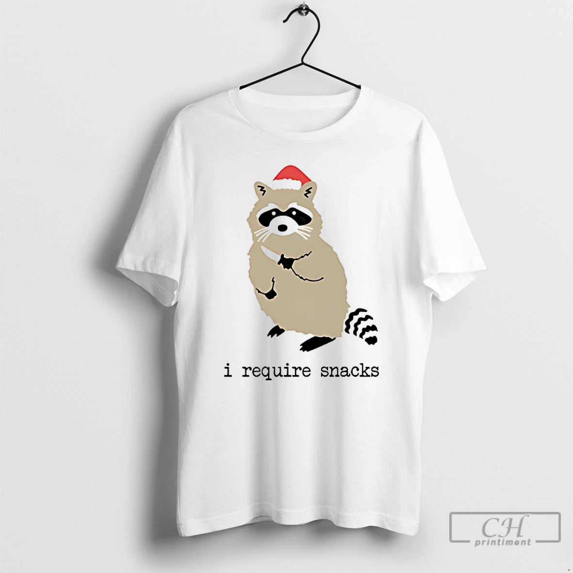 Premium Santa Raccoon I Require Snacks T-Shirts, Hoodie, Sweatshirt | DripVista.com