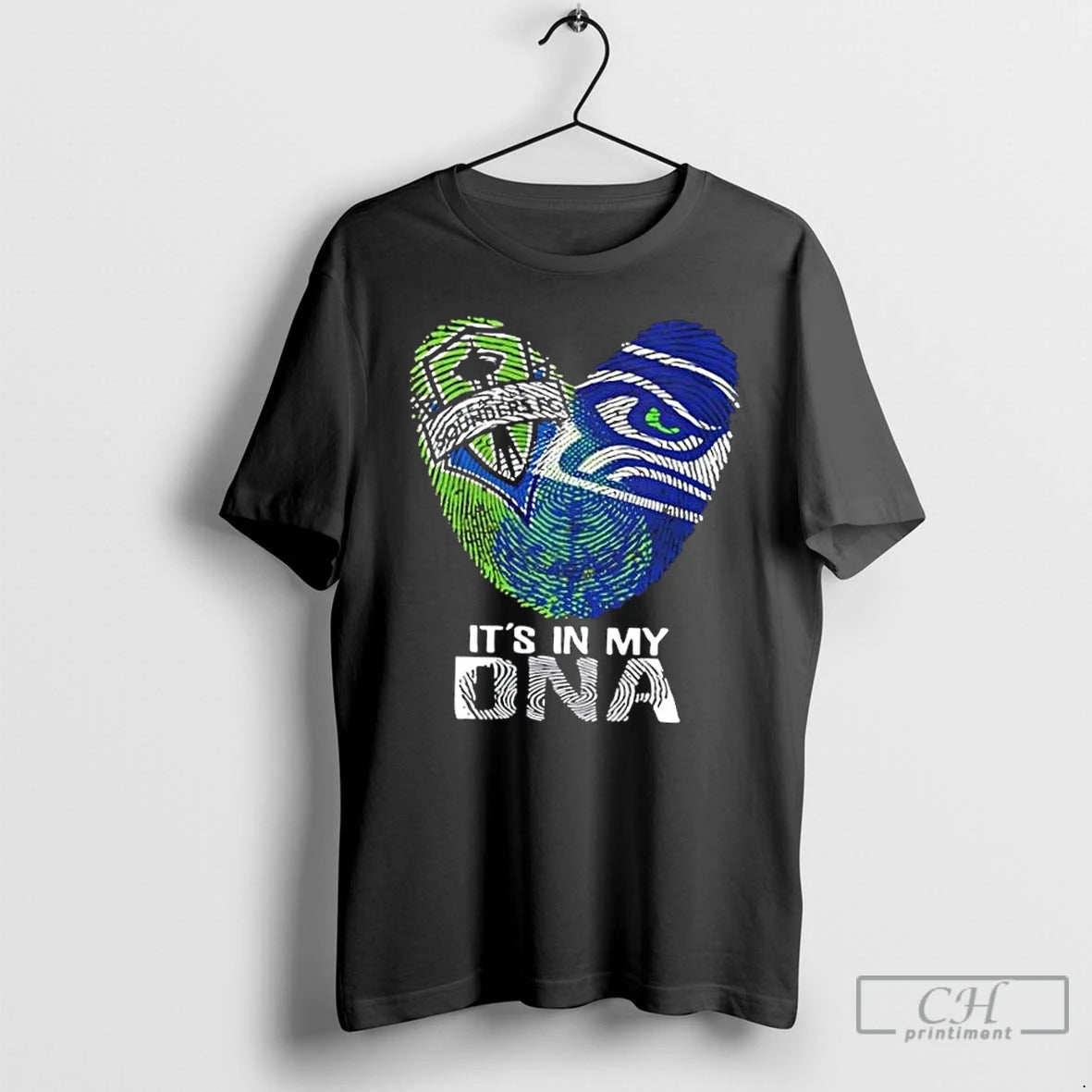 Premium Seattle Sports Sounders Fc X Seahawks Its In My Dna Fingerprint Heart T Shirts Hoodie, Sweatshirt | DripVista.com