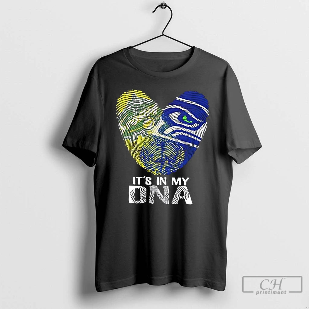 Premium Seattle Sports Storm X Seahawks Its In My Dna Fingerprint Heart T Shirts Sweater Hoodie, Sweatshirt | DripVista.com