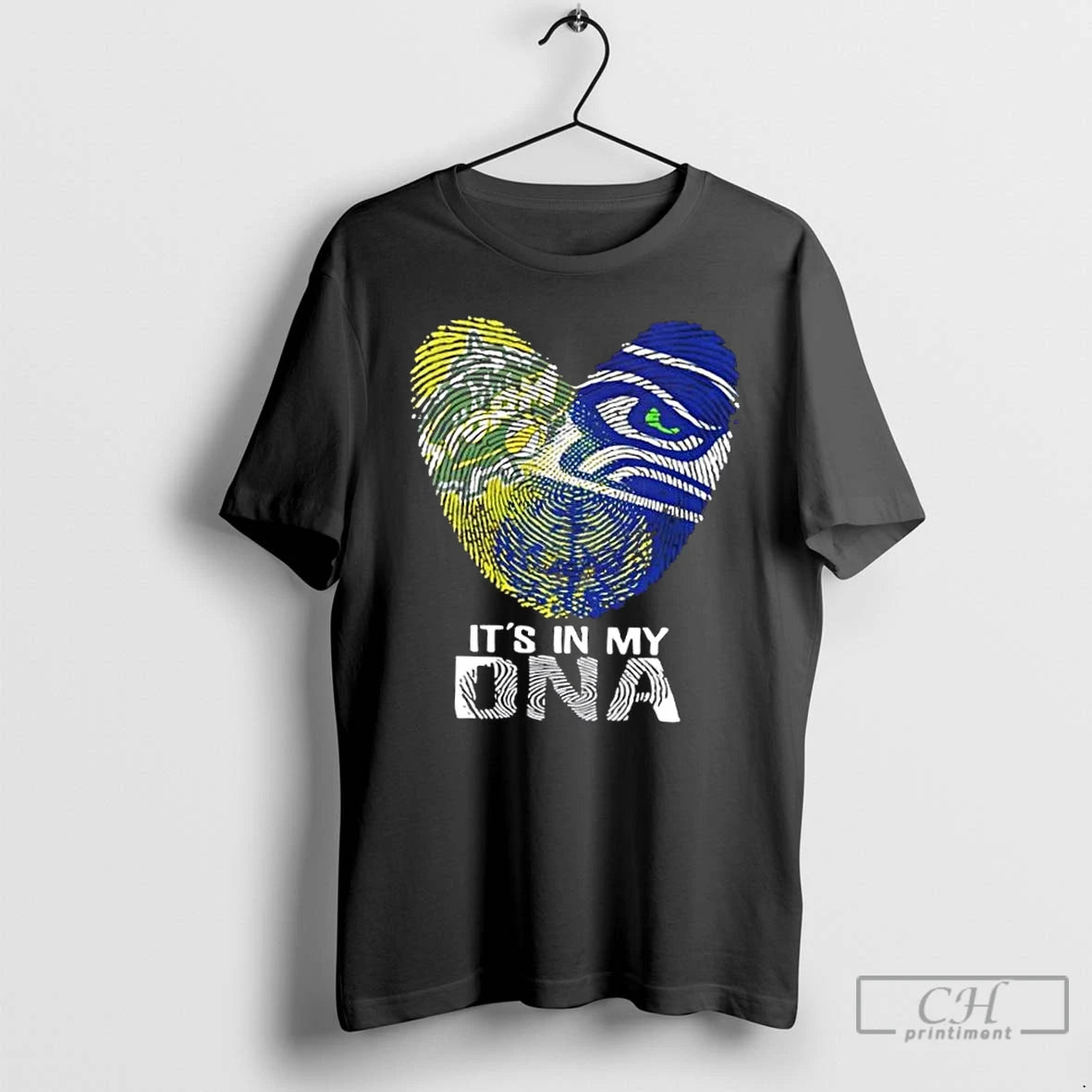 Premium Seattle Sports Storm X Seahawks Its In My Dna Fingerprint Heart T Shirts Sweater Hoodie, Sweatshirt | DripVista.com