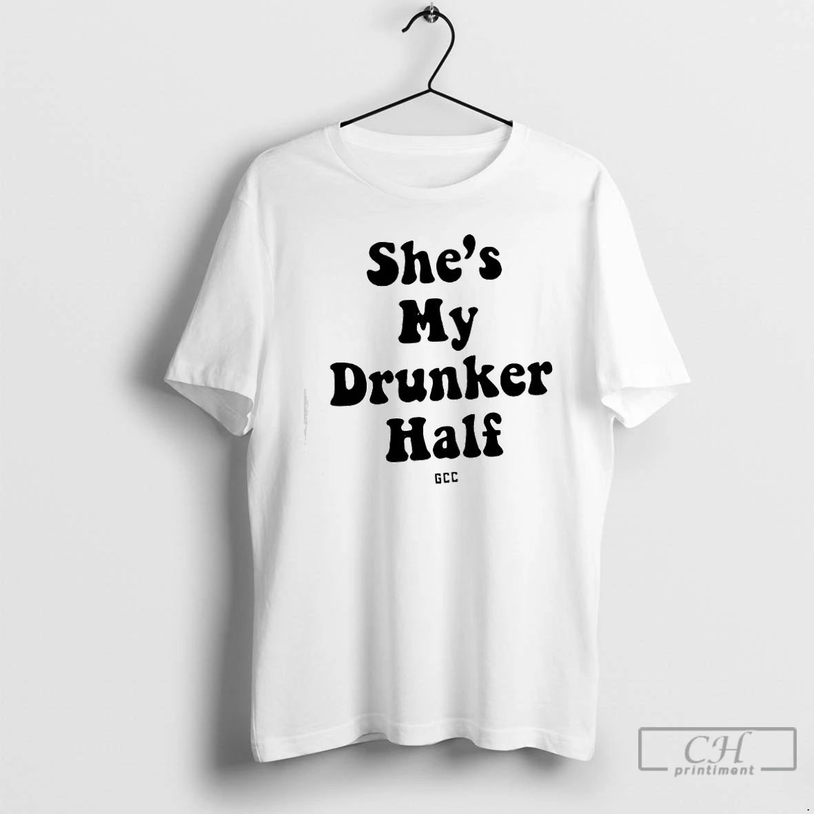 Premium Shes My Drunker Half Text T-Shirts, Hoodie, Sweatshirt | DripVista.com