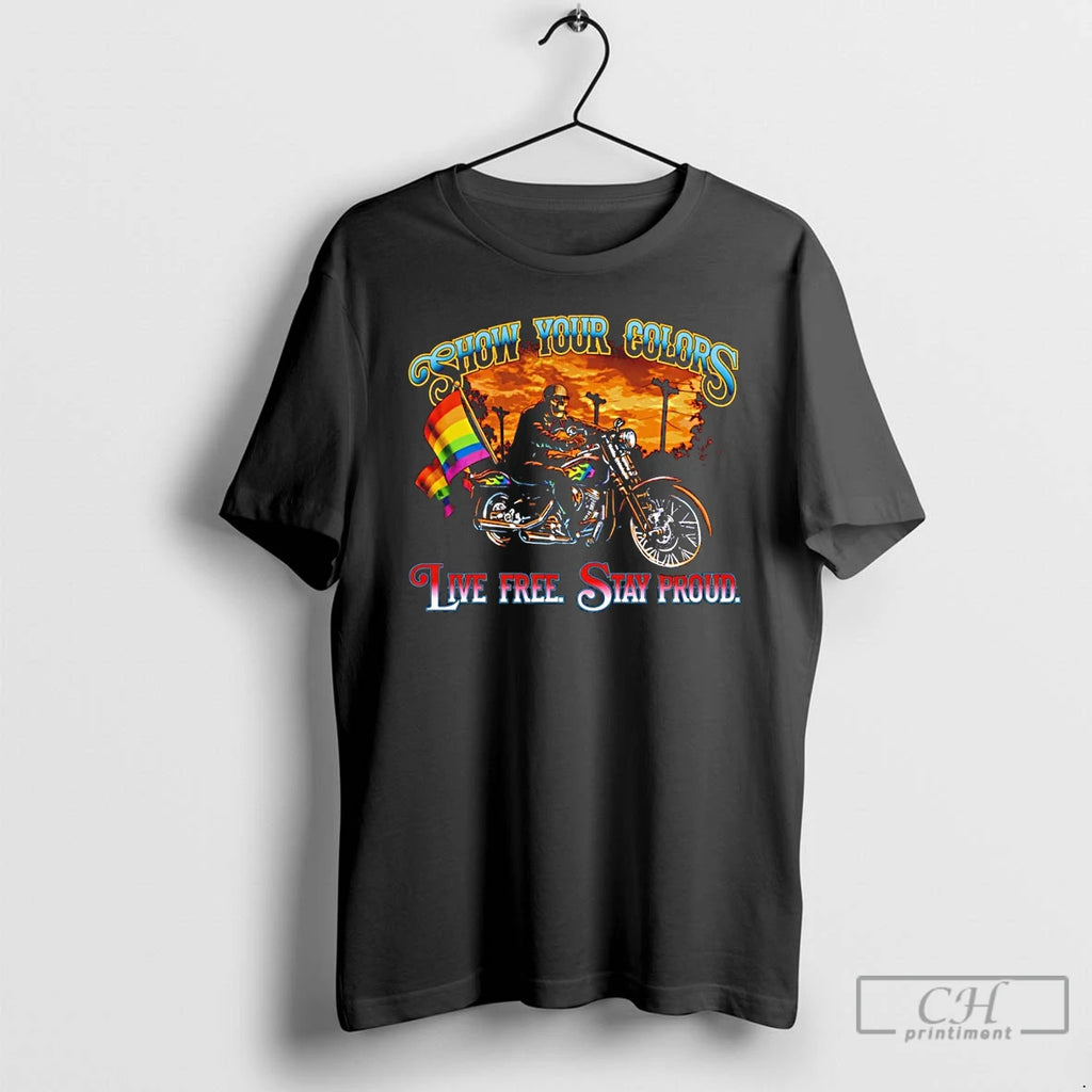 Premium Skeleton Show Your Colors Live Free Stay Proud Pride Month Lgbtq 2026 T Shirts