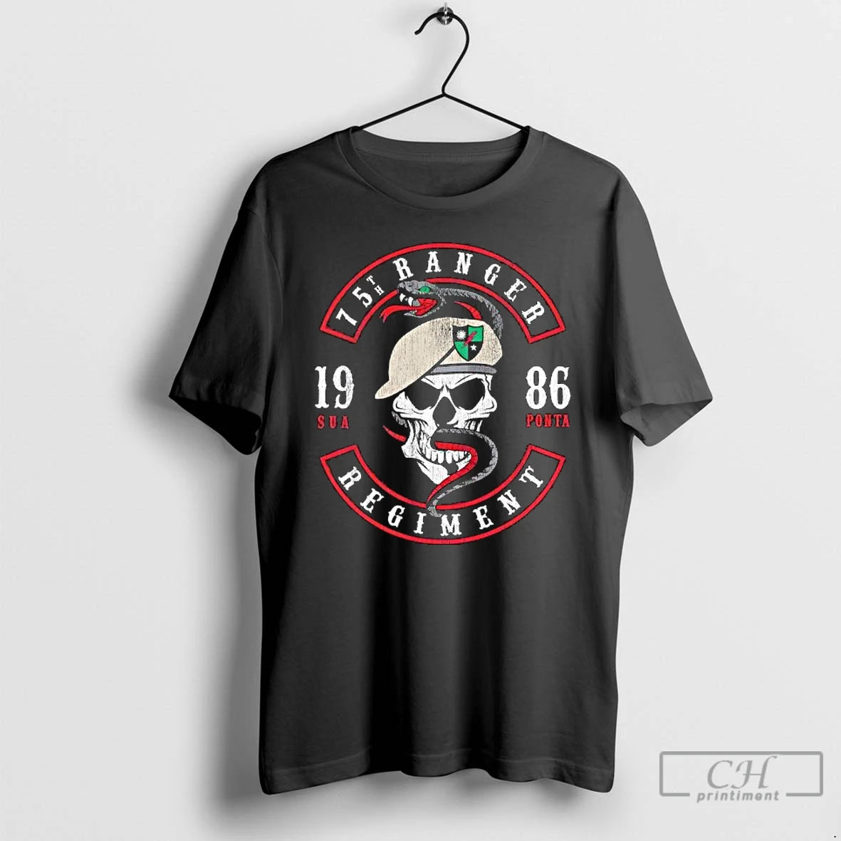Premium Skull 75th Ranger Skull And Snake 1986 T-Shirts, Hoodie, Sweatshirt | DripVista.com