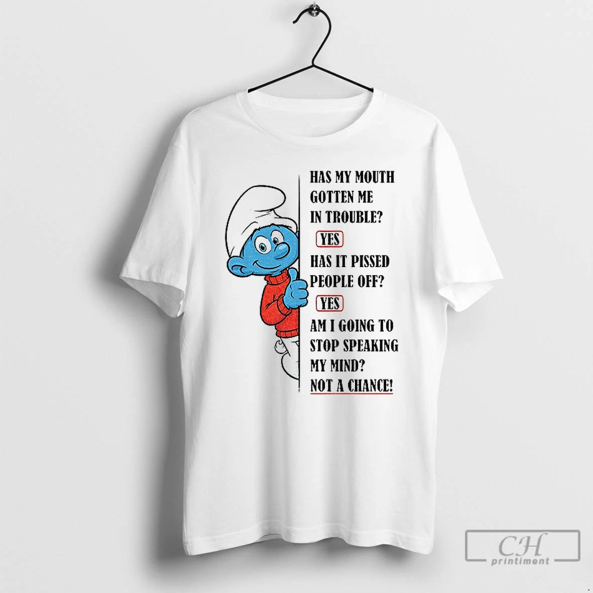 Premium Smurf Has My Mouth Gotten Me In Trouble Yes Has It Pissed People Off T-Shirts, Hoodie, Sweatshirt | DripVista.com