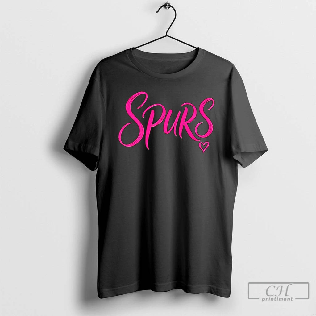 Premium Spurs Neon Pink Heart Logo Spurs Basketball