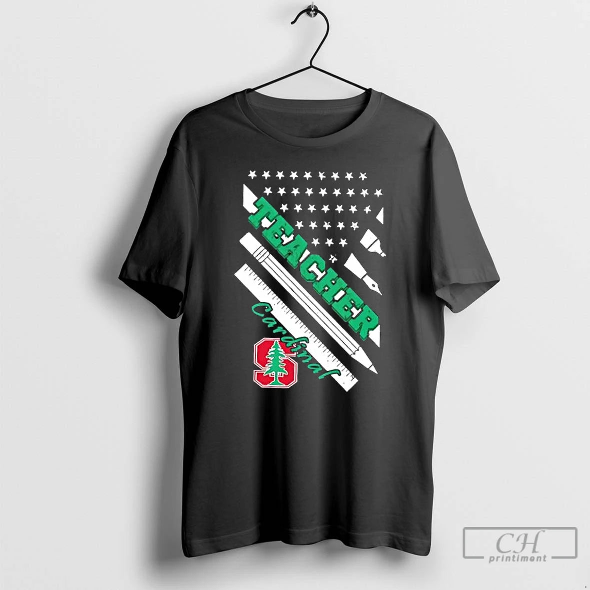 Premium Stanford Cardinal X Teacher American Flag T-Shirts, Hoodie, Sweatshirt | DripVista.com