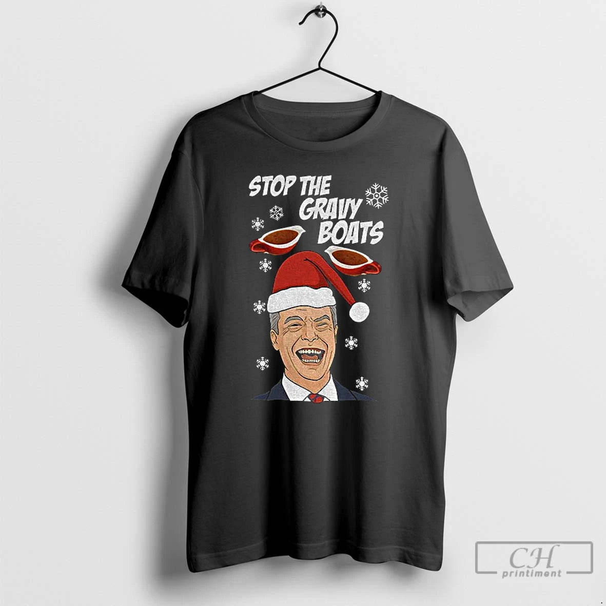 Premium Stop The Gravy Boats Nigel Farage Funny Christmas T-Shirts, Hoodie, Sweatshirt | DripVista.com