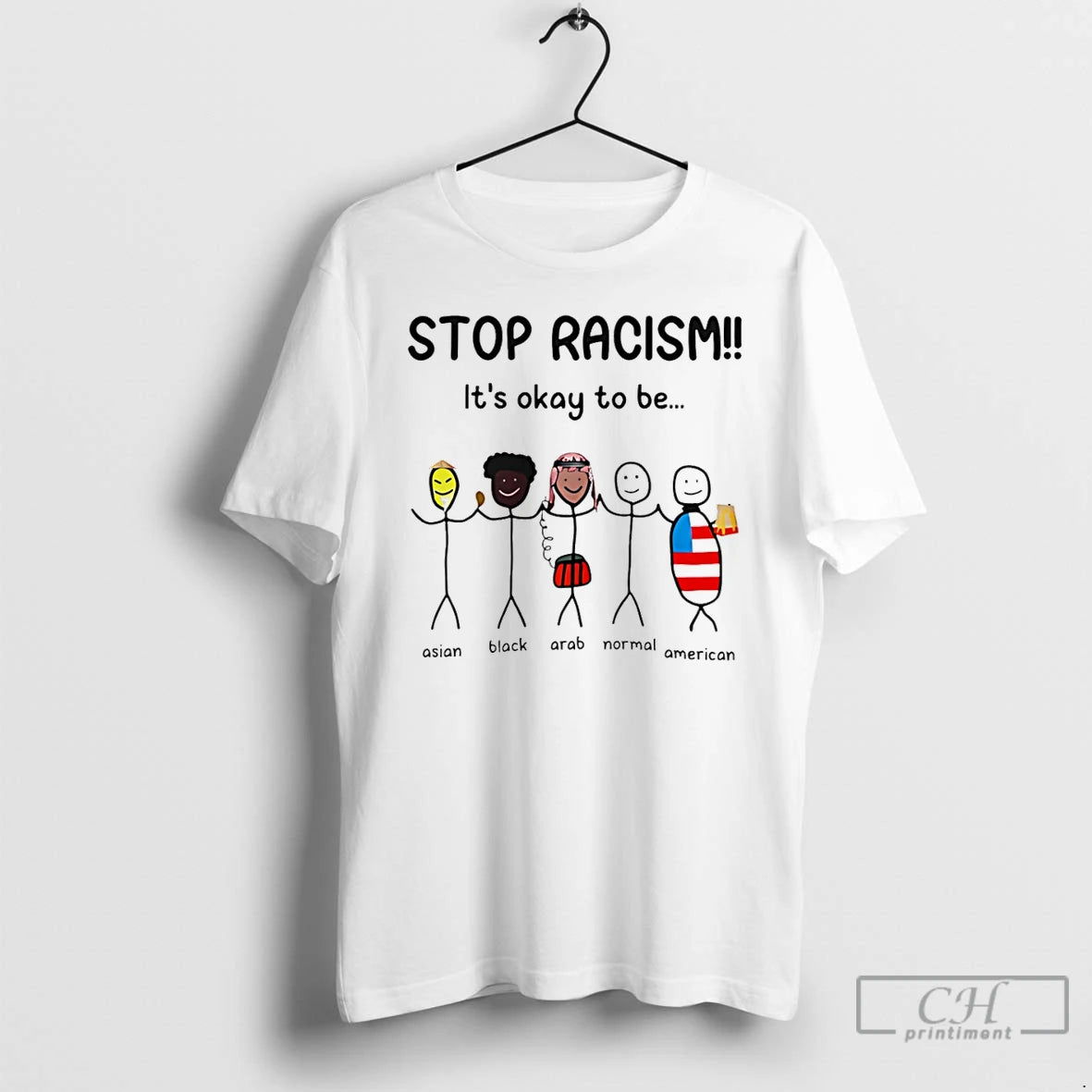 Premium Stop Racism Its Okay To Be Asian Black Arab Normal American T Shirts Sweater Hoodie, Sweatshirt | DripVista.com