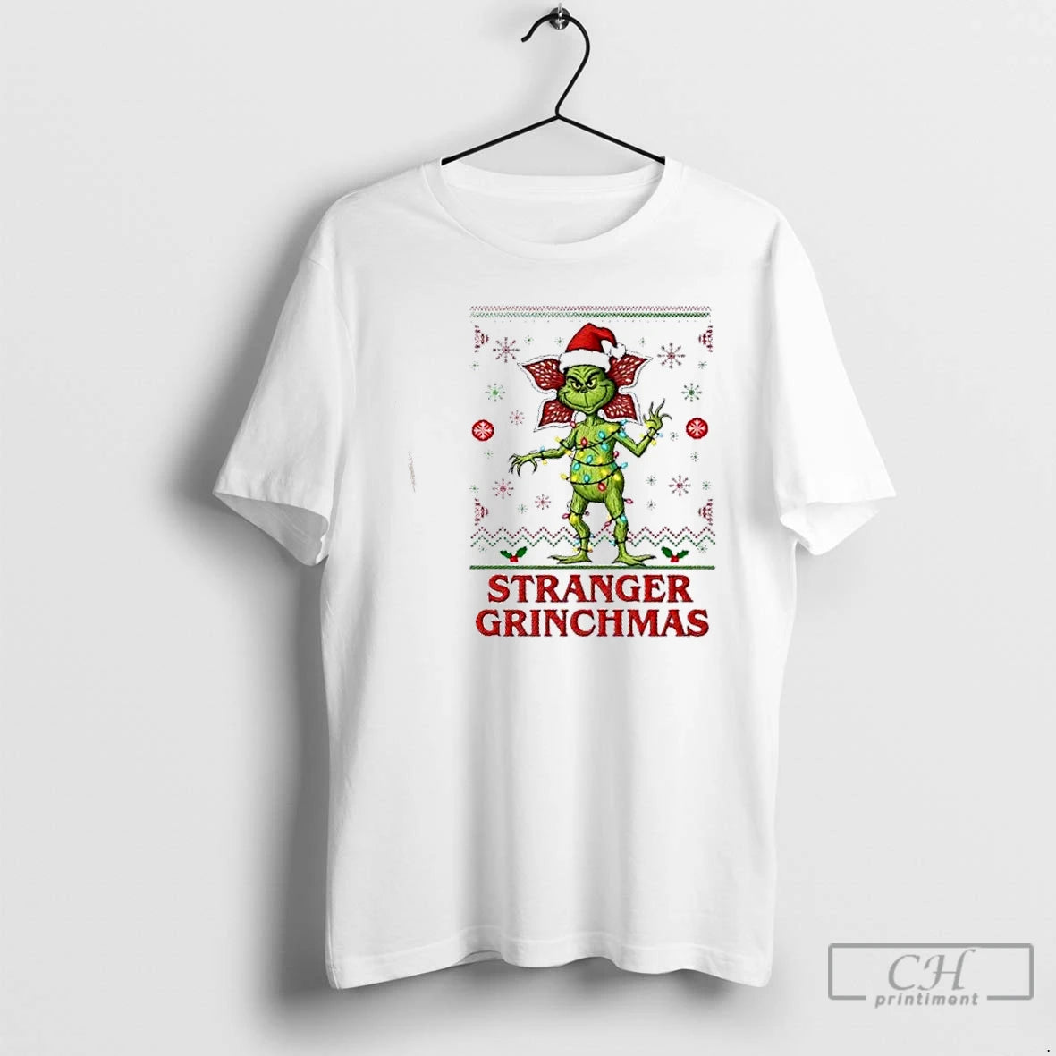 Premium Stranger Grinchmas Christmas Lights T-Shirts, Hoodie, Sweatshirt | DripVista.com