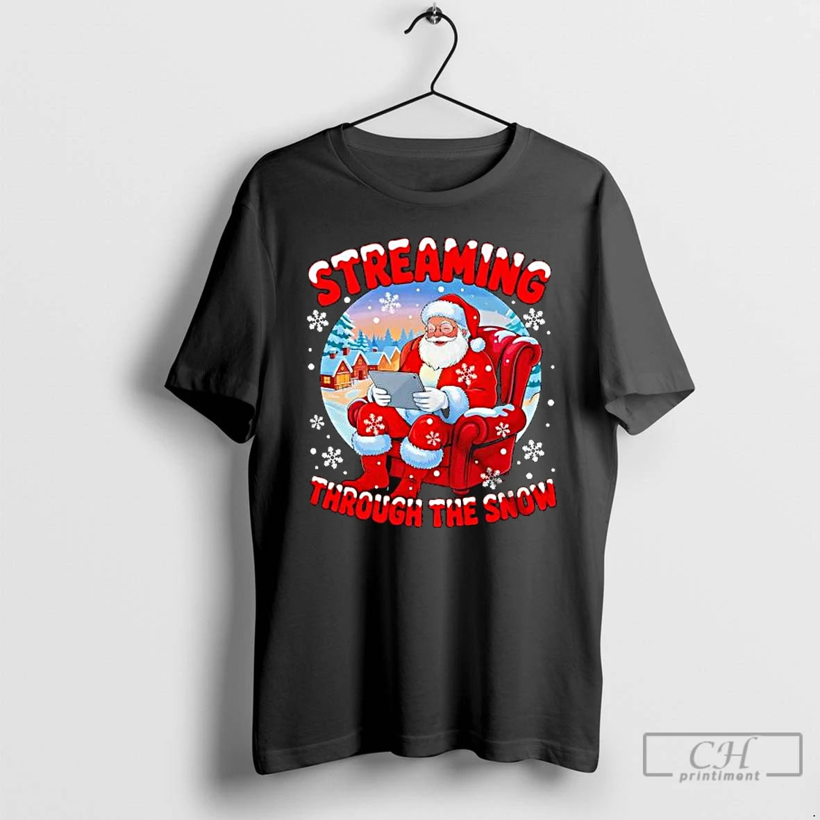 Premium Streaming Through Snow Merry Christmas Santa T-Shirts, Hoodie, Sweatshirt | DripVista.com