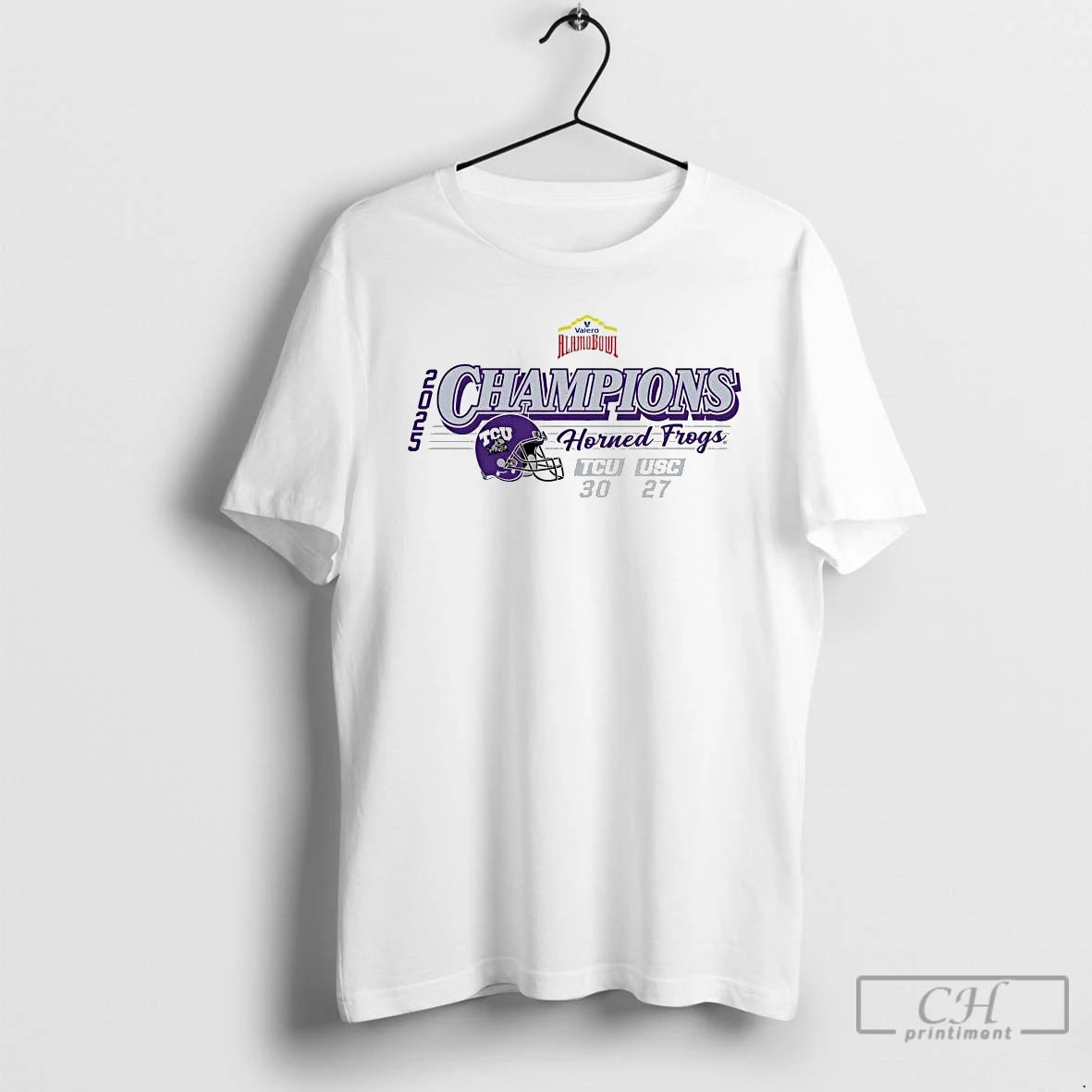 Premium Tcu Horned Frogs 2025 Valero Alamo Bowl Champions Helmet Score T-Shirts, Hoodie, Sweatshirt | DripVista.com