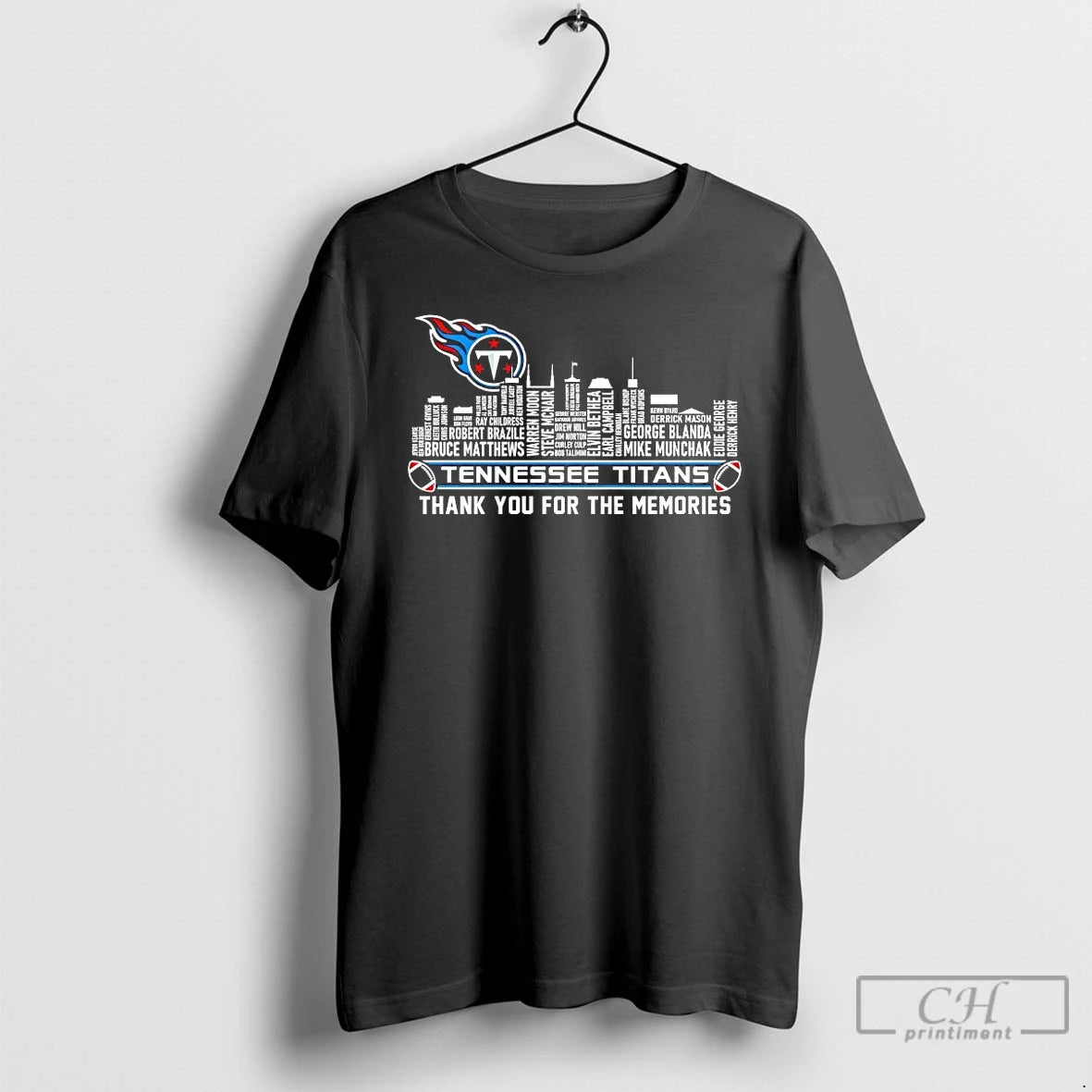 Premium Tennessee Titans Players Names Skyline Thank You For The Memories T-Shirts, Hoodie, Sweatshirt | DripVista.com