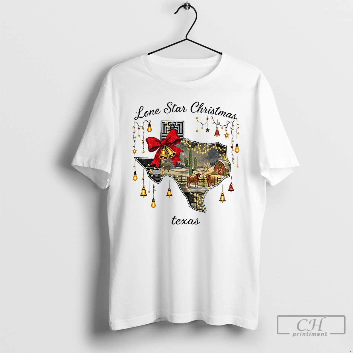 Premium Texas Merry Christmas Lone Star Christmas Festive Lights And Bells T-Shirts, Hoodie, Sweatshirt | DripVista.com