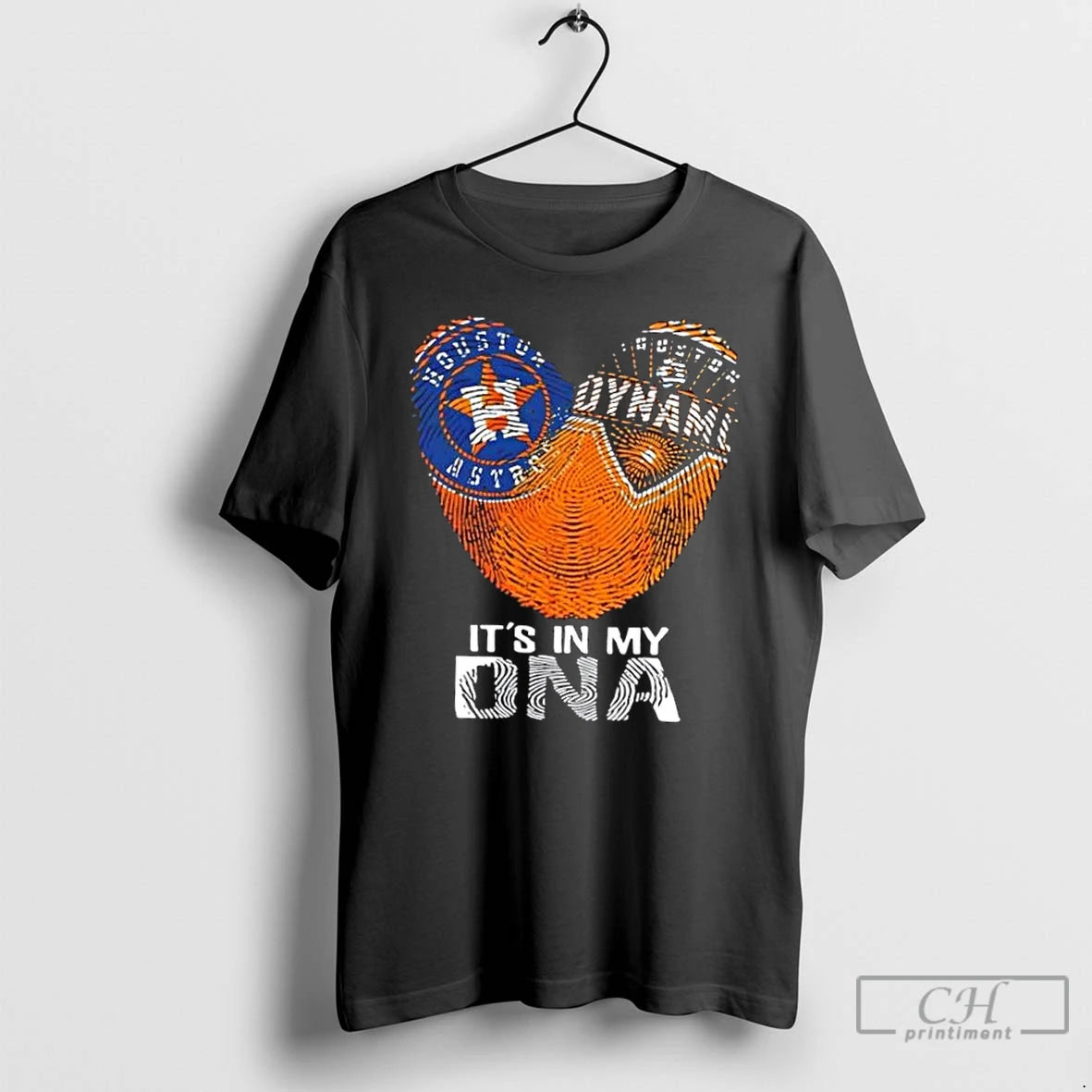 Premium Texas Sports Houston Astros X Houston Dynamo Its In My Dna Fingerprint Heart T-Shirts, Hoodie, Sweatshirt