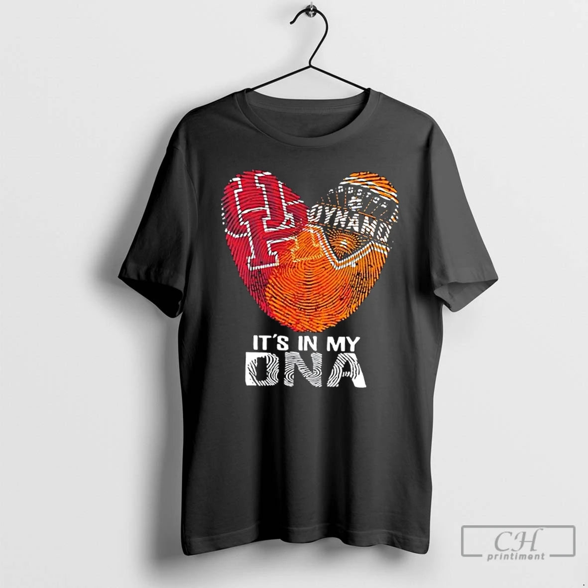 Premium Texas Sports Houston Cougars X Houston Dynamo Its In My Dna Fingerprint Heart T-Shirts, Hoodie, Sweatshirt