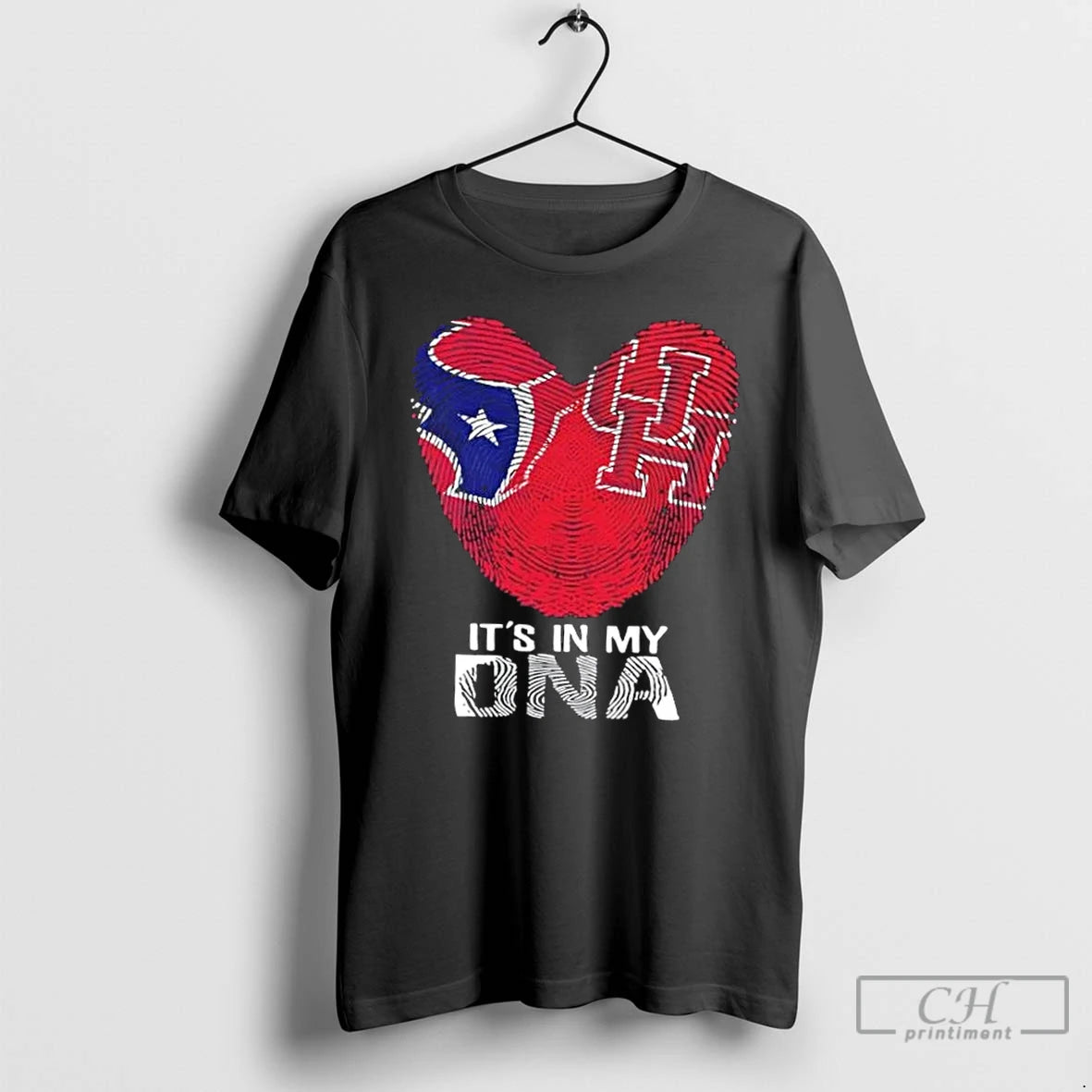 Premium Texas Sports Houston Texans X Houston Cougars Its In My Dna Fingerprint Heart T-Shirts, Hoodie, Sweatshirt