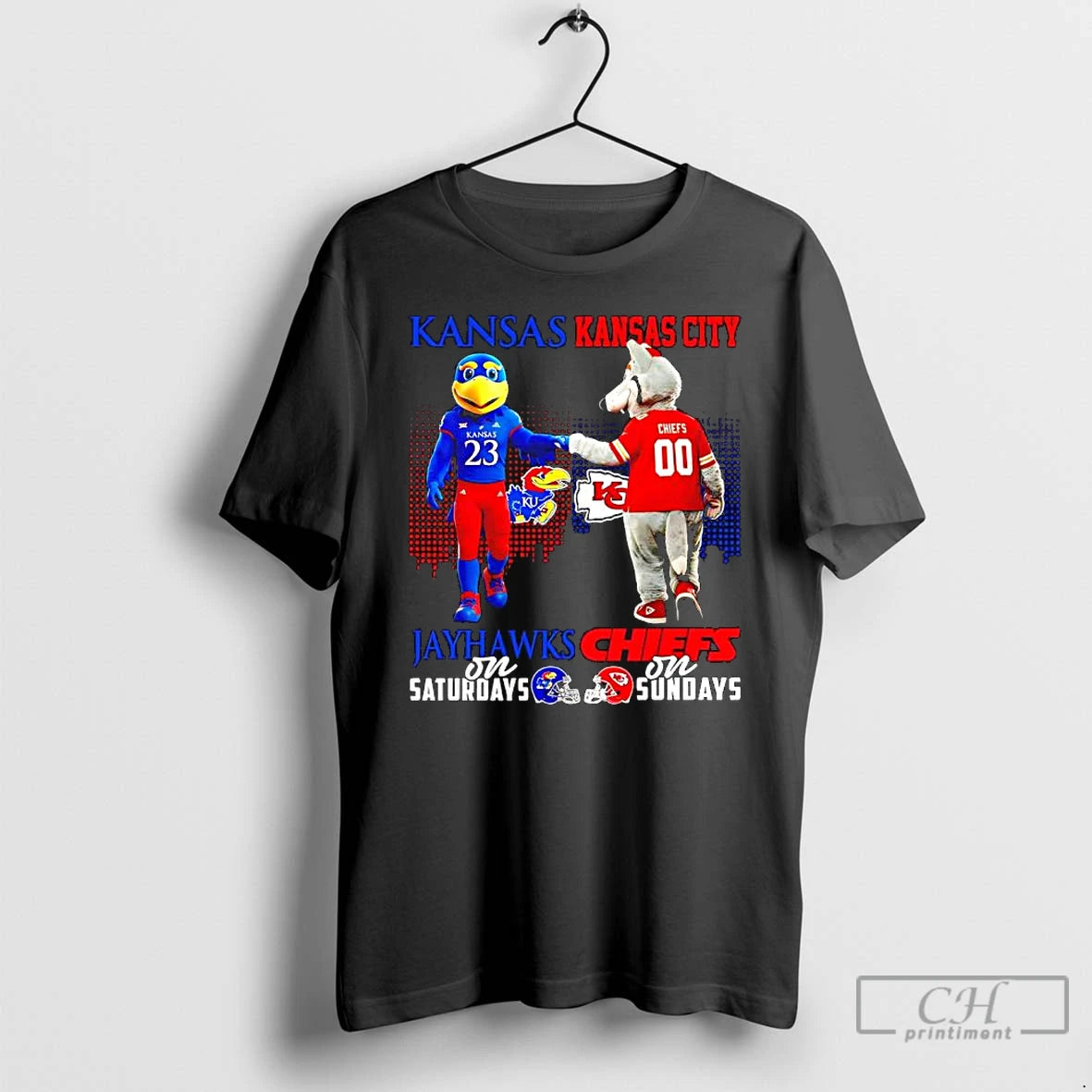 Premium The Kansas Jayhawks On Saturdays And Kansas City Chiefs On Sundays Mascots Logos T-Shirts, Hoodie, Sweatshirt