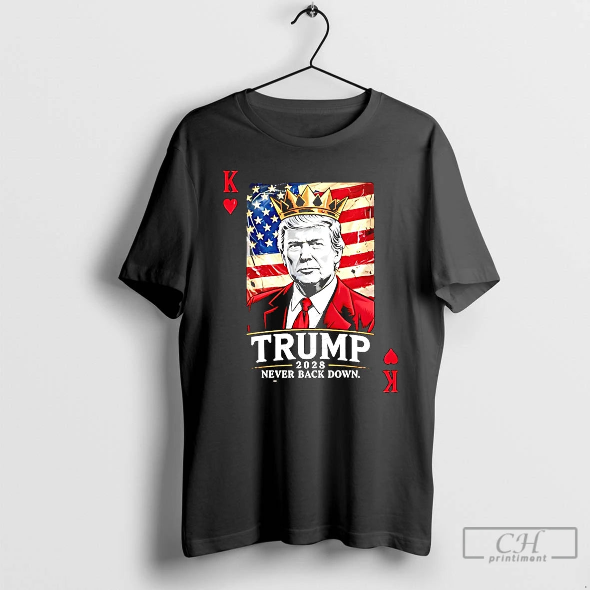 Premium Trump 2028 Never Back Down Card T Shirts