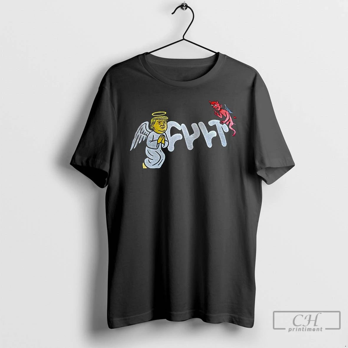 Premium Trump Angel And Devil Fylt Funny Meme T-Shirts, Hoodie, Sweatshirt | DripVista.com