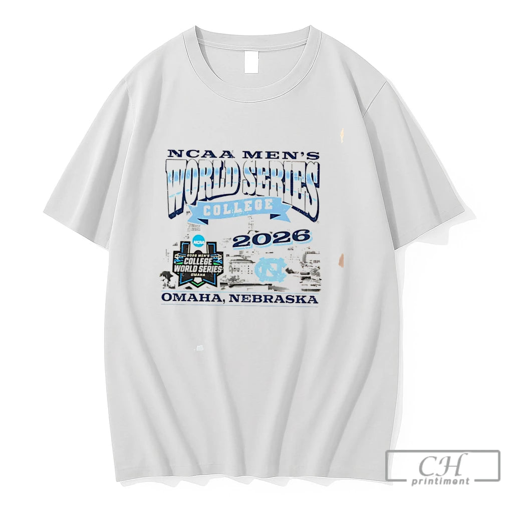Premium Unc Baseball 2026 Mens College World Series Skyline Tee