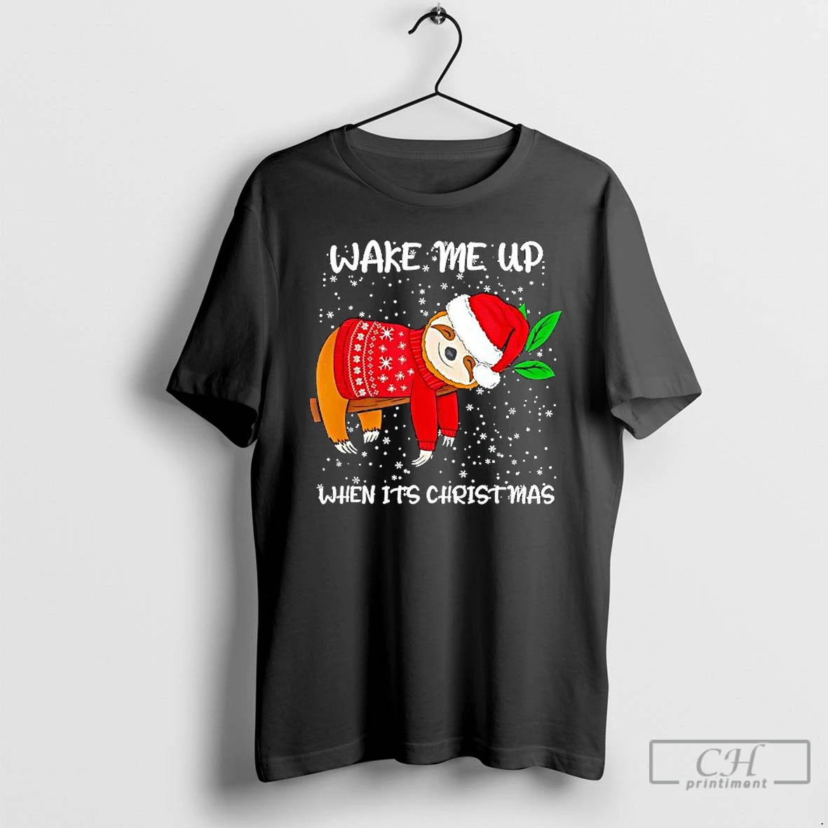 Premium Wake Me Up When Its Christmas Sloth T-Shirts, Hoodie, Sweatshirt | DripVista.com