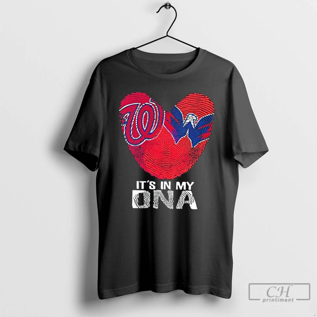 Premium Washington Sports Nationals X Capitals Its In My Dna Fingerprint Heart T Shirts Sweater Hoodie, Sweatshirt