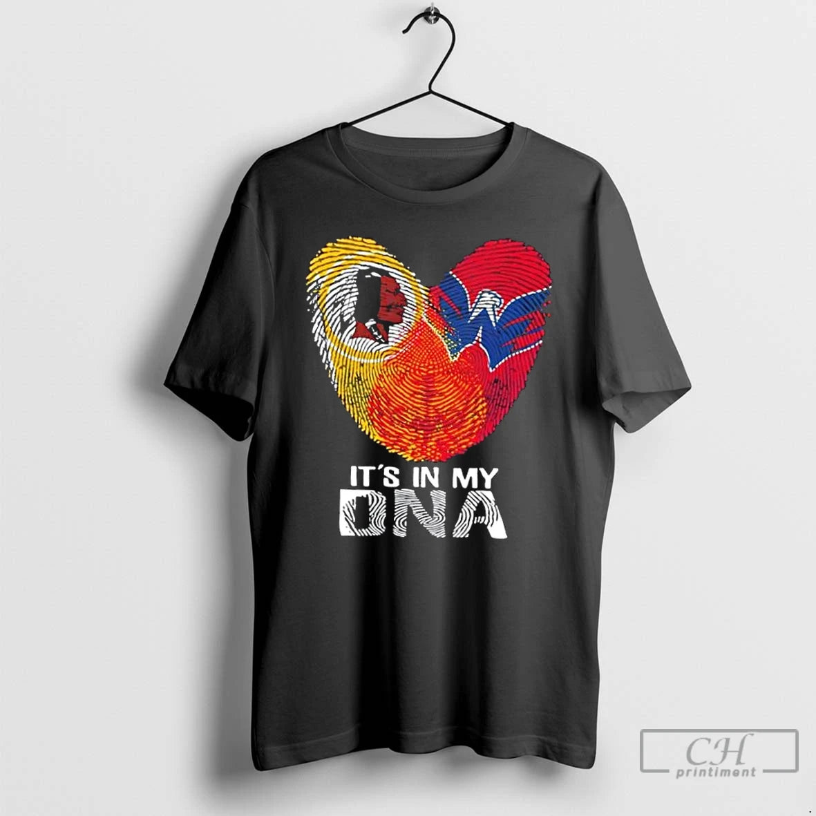 Premium Washington Sports Redskins X Capitals Its In My Dna Fingerprint Heart T Shirts Sweater Hoodie, Sweatshirt