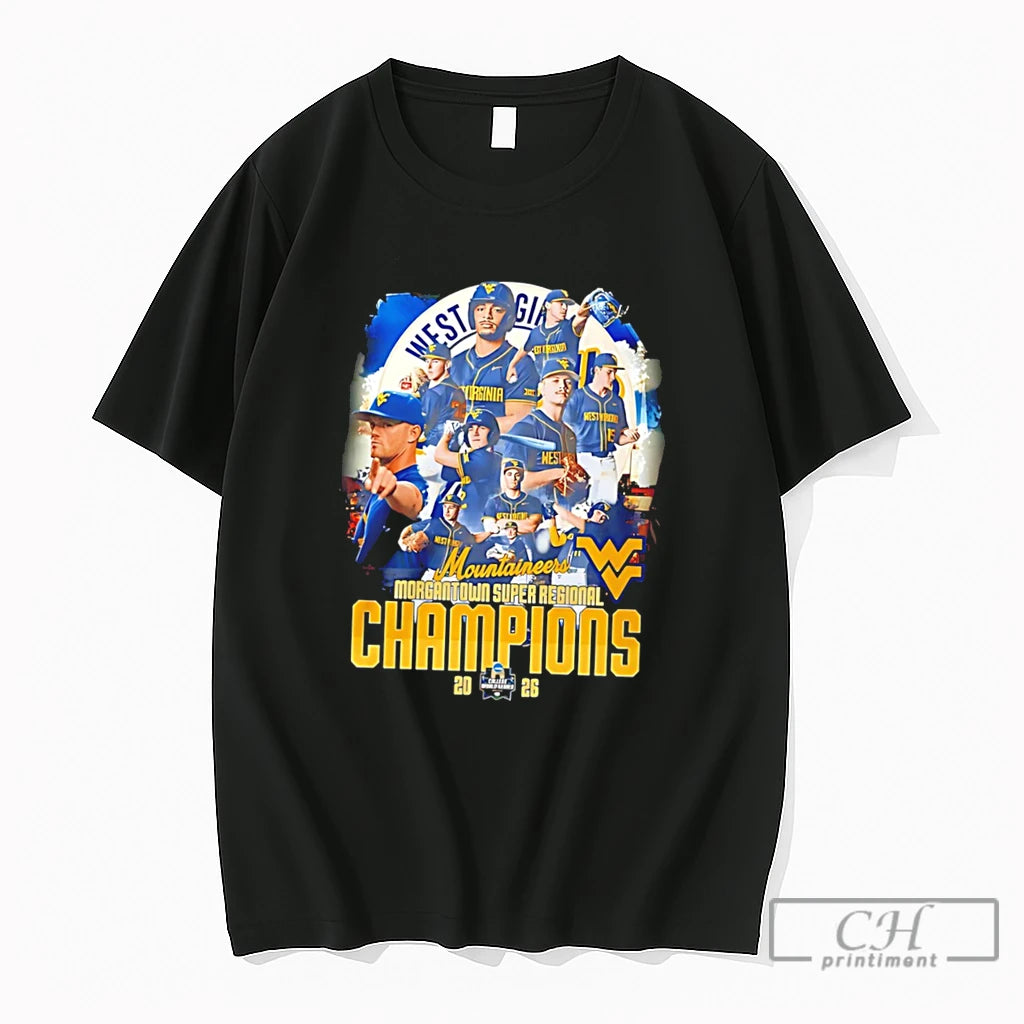 Premium West Virginia Mountaineers 2026 Baseball Championship Team Collage Tee
