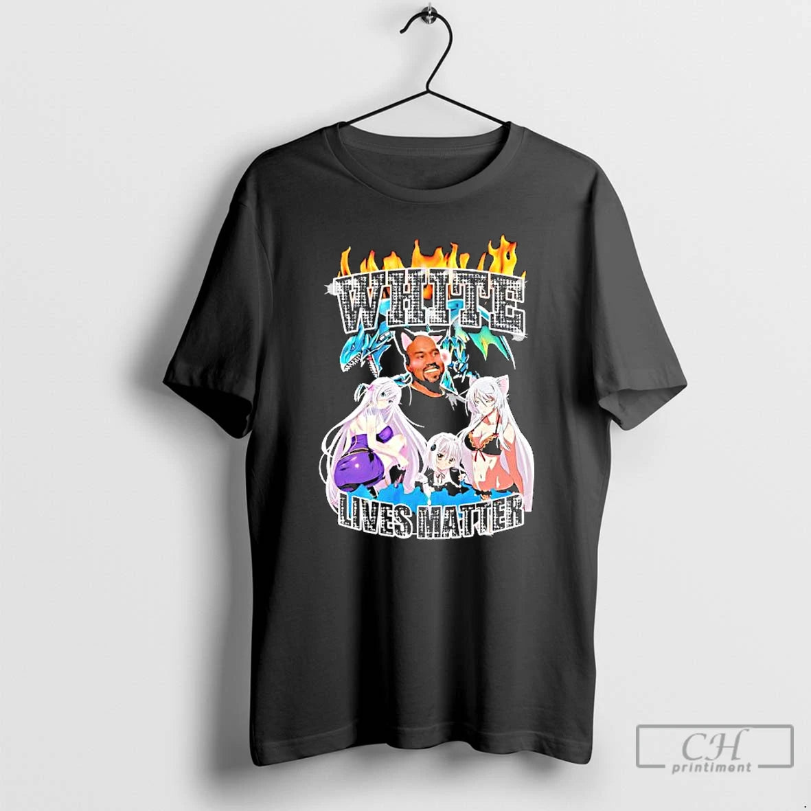 Premium White Lives Matter Kanye West And Anime Characters Graphic T-Shirts, Hoodie, Sweatshirt | DripVista.com