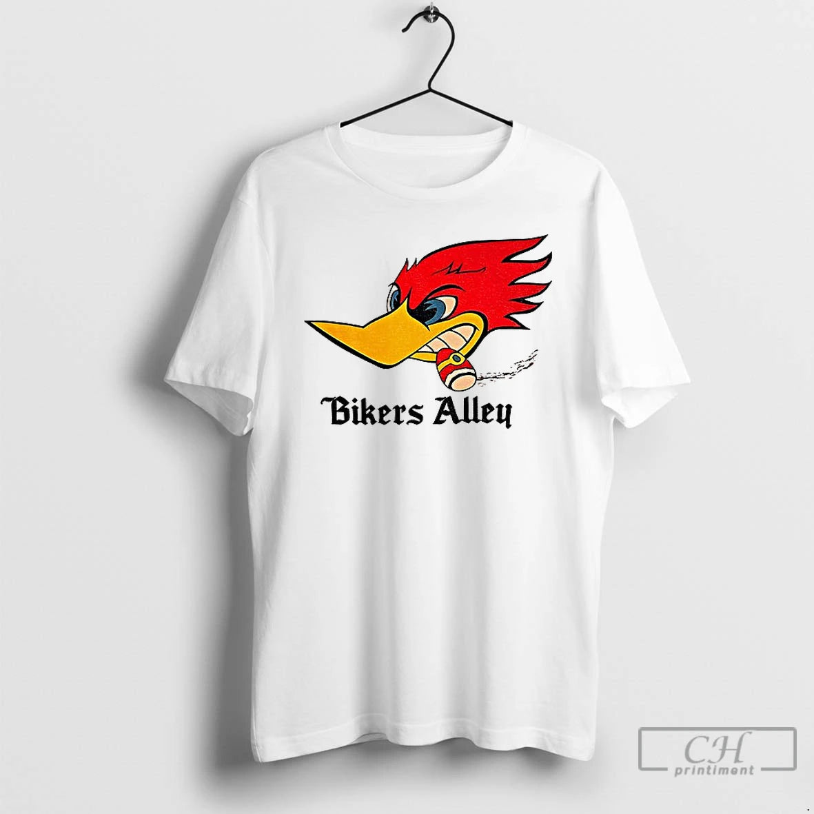 Premium Woody Woodpecker Smoking Bikers Alley Logo T-Shirts, Hoodie, Sweatshirt | DripVista.com