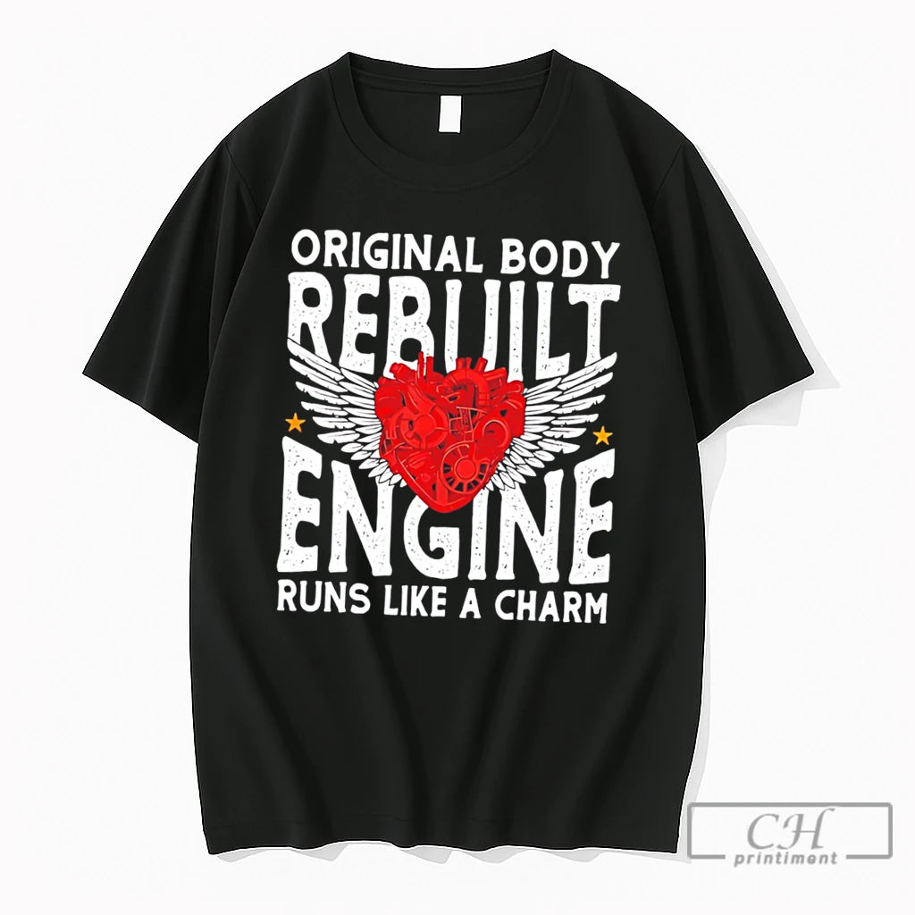 Premium Body Rebuilt Engine Runs Like A Charm Winged Mechanical Heart Tee T Shirts Sweater