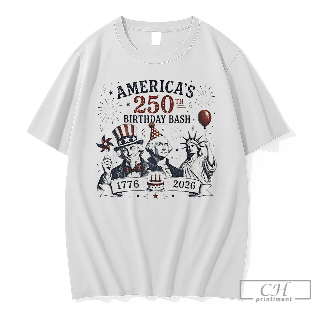 Premium Zjmsspoa Uncle Sam George Washington Statue Of Liberty Americas 250th Birthday Bash T Shirts