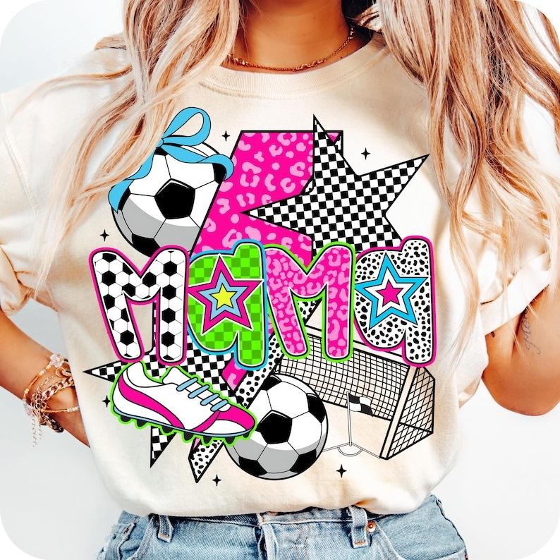 Preppy Soccer Mama Brushstroke Lightning Coquette Game Day T-Shirt Hoodie, Sweatshirt | DripVista.com