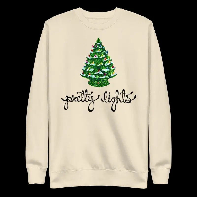 Pretty Lights Vintage Holiday Unisex Cotton Crewneck Sweatshirt