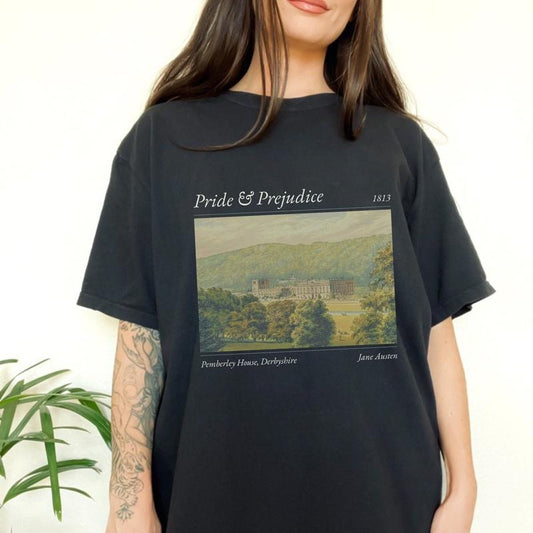 Pride and Prejudice shirt. Pemberley House Shirt. Mr. Darcy and Elizabeth Bennet shirt. Jane Austen shirt. Book lover shirt. classic books.