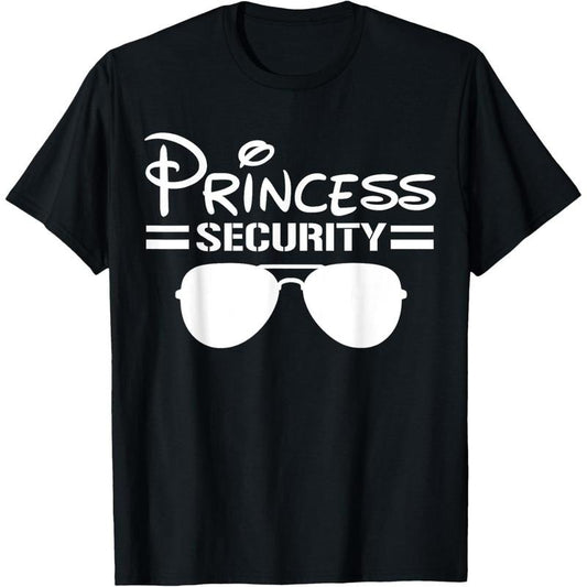 Princess Security Perfects Presents Funny Birthday Halloween Party Design T-Shirt - Kids - Unisex-Adults - Black - Short Sleeve - Small made in USA