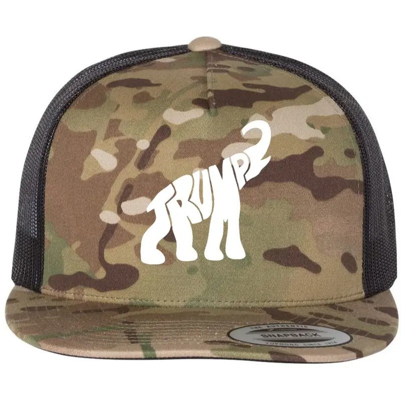 Pro Trump Elephant Donald Trump JD Vance 2024 USA Election Flat Bill Trucker Hat