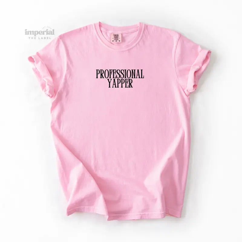 Professional Yapper Comfort Colors T-Shirt, Oversized Vintage-Washed Tee, Soft Garment-Dyed Cotton, Aesthetic Streetwear,...